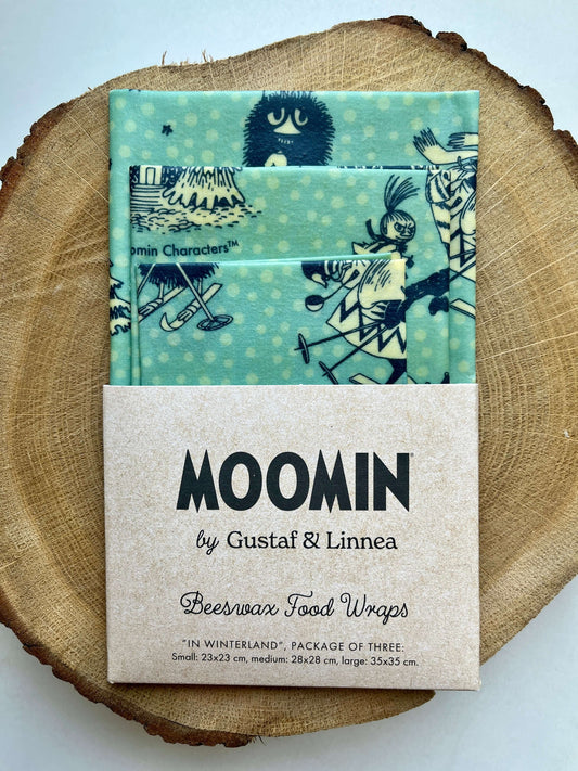 Gustaf & Linnea Moomin Bienenwachstuch "Im Winterland" 3er-Pack