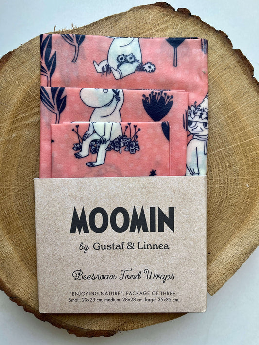 Gustaf & Linnea Moomin Bienenwachstuch "Die Natur geniessen" 3er-Pack