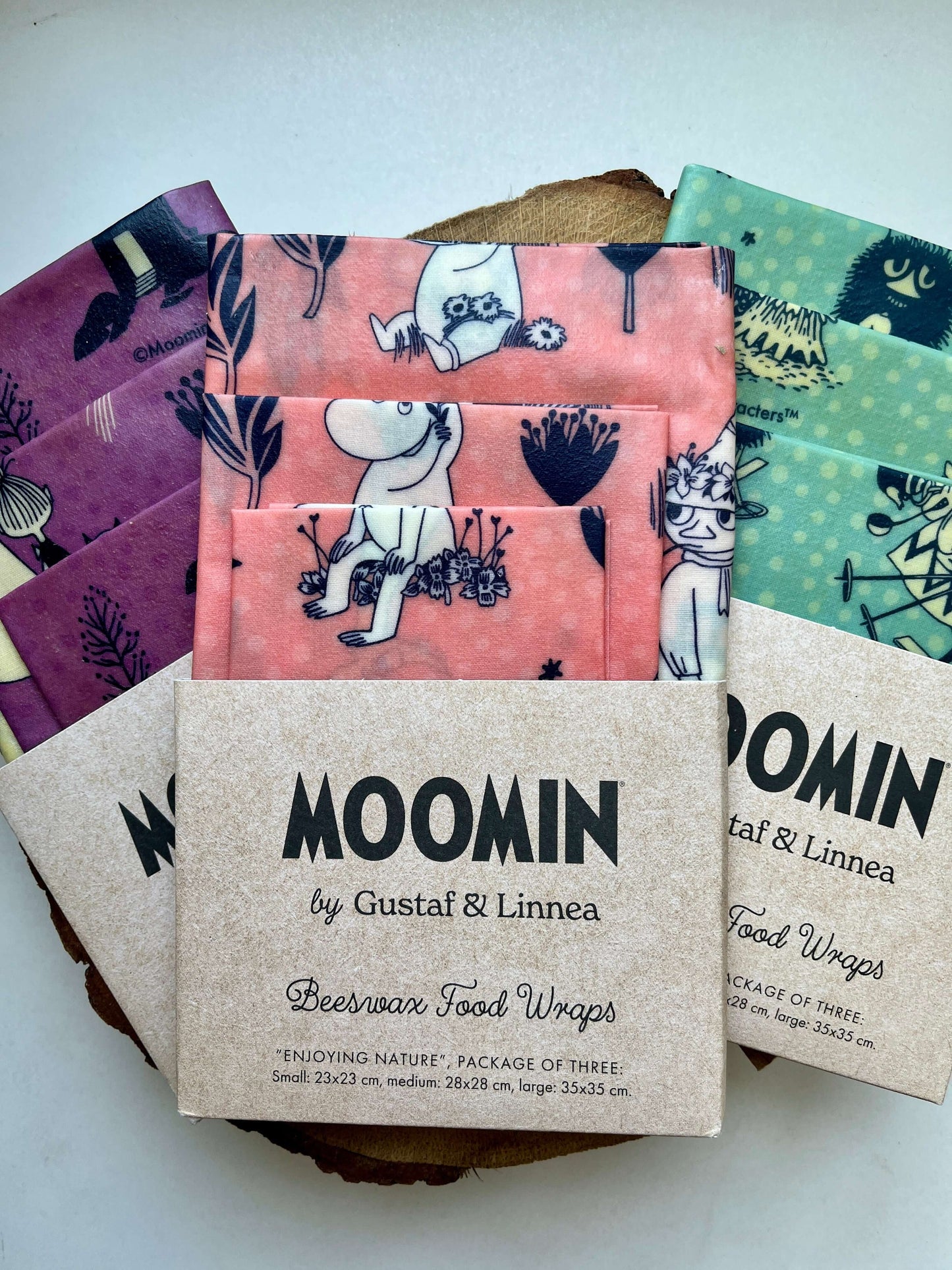 Gustaf & Linnea Moomin Bienenwachstuch "Die Natur geniessen" 3er-Pack
