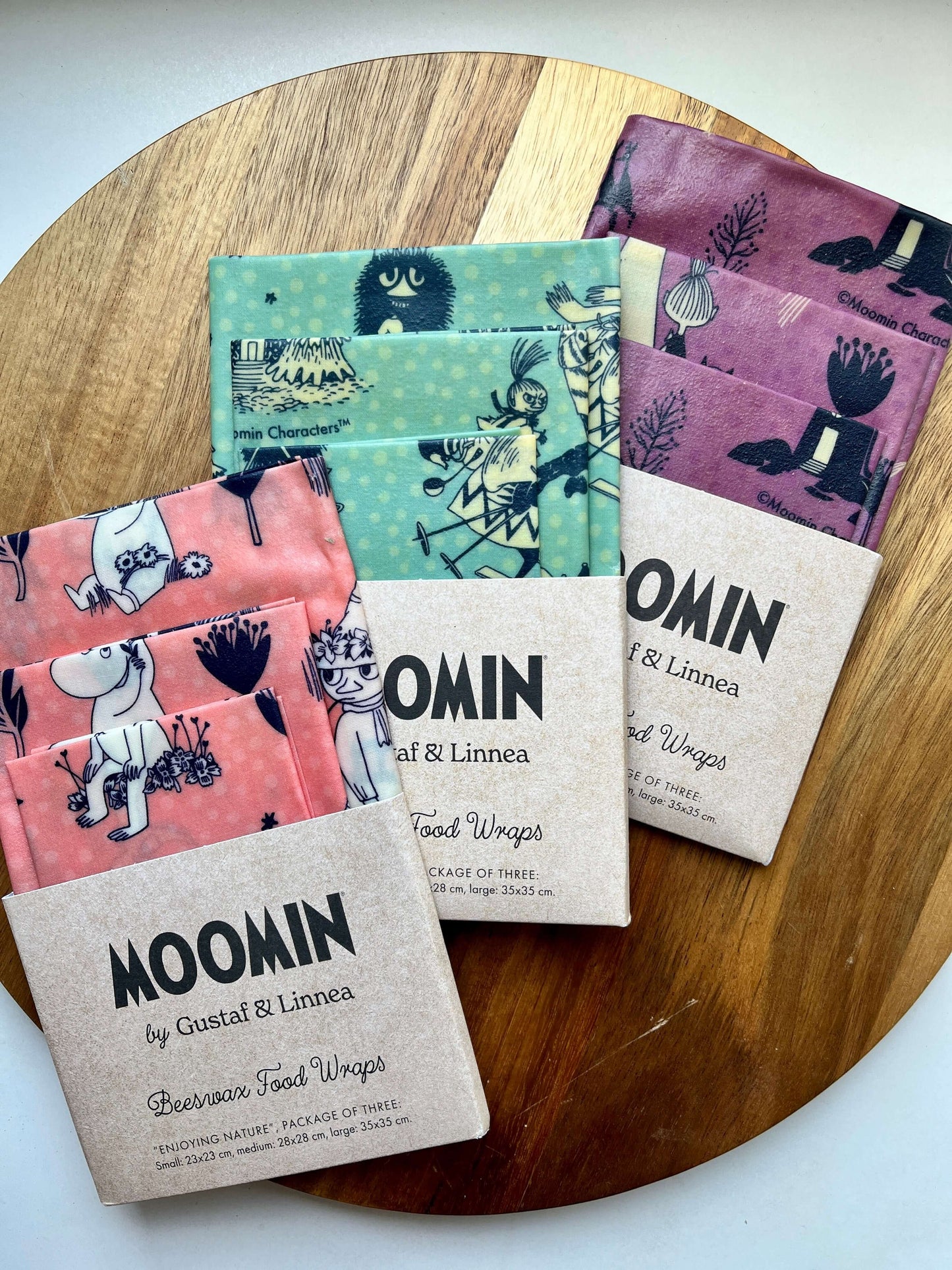 Gustaf & Linnea Moomin Bienenwachstuch "Die Natur geniessen" 3er-Pack
