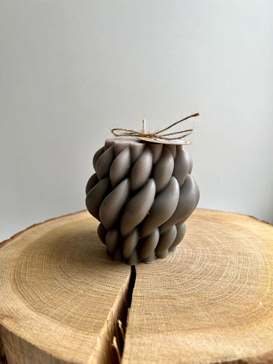 Paja Handcrafts Pine Cone Candle Brown